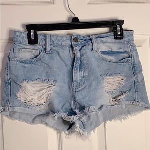 Light-washed Distressed Jean Shorts